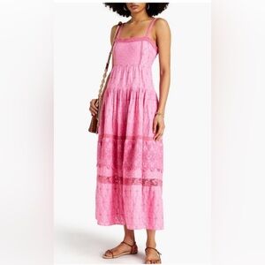 Love Shack Fancy Camisha Pink Dot Lace Maxi Cotton Dress Size S (4) – Excellent